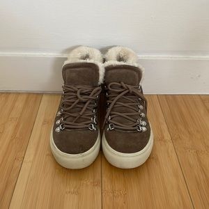 Brown suede Marc Fisher sneakers with fur lining size 5 hardly worn!